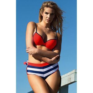 YesX Nautical Stripe Bikini Set Women Red Swimwear